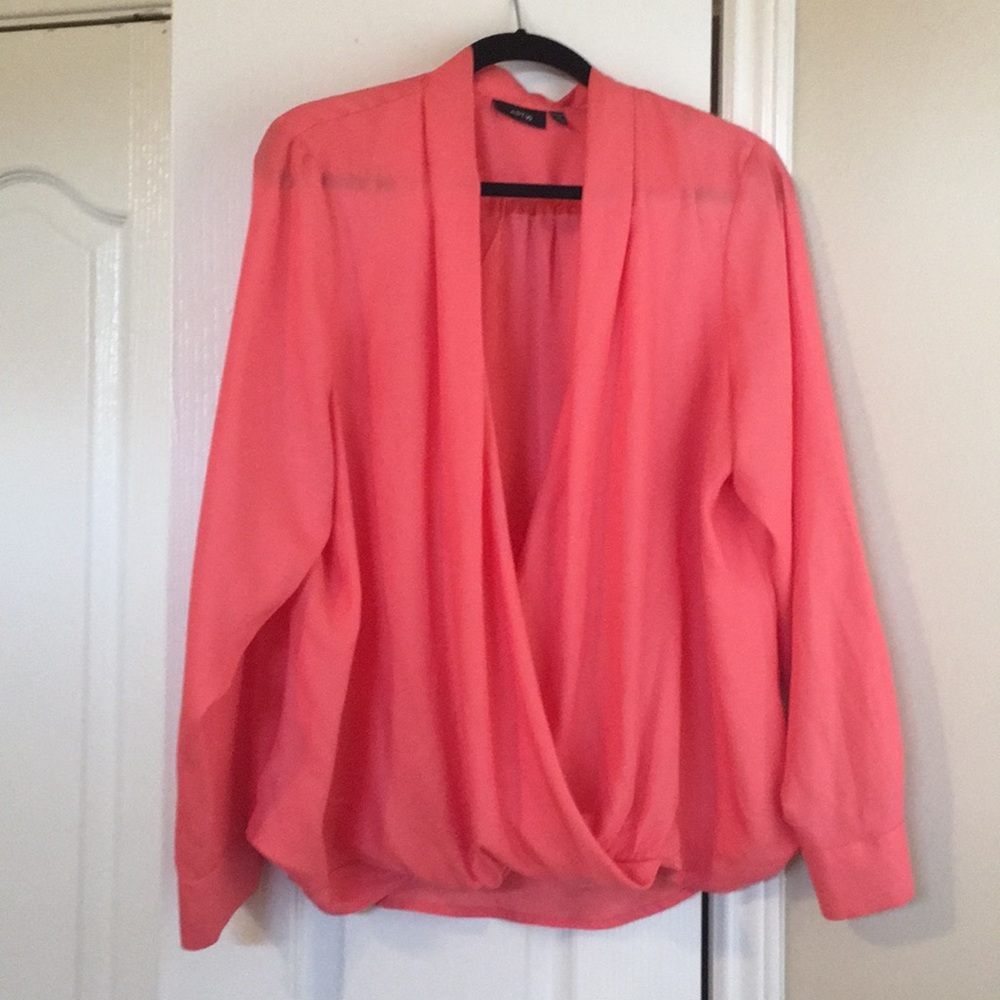 Peach wrap blouse